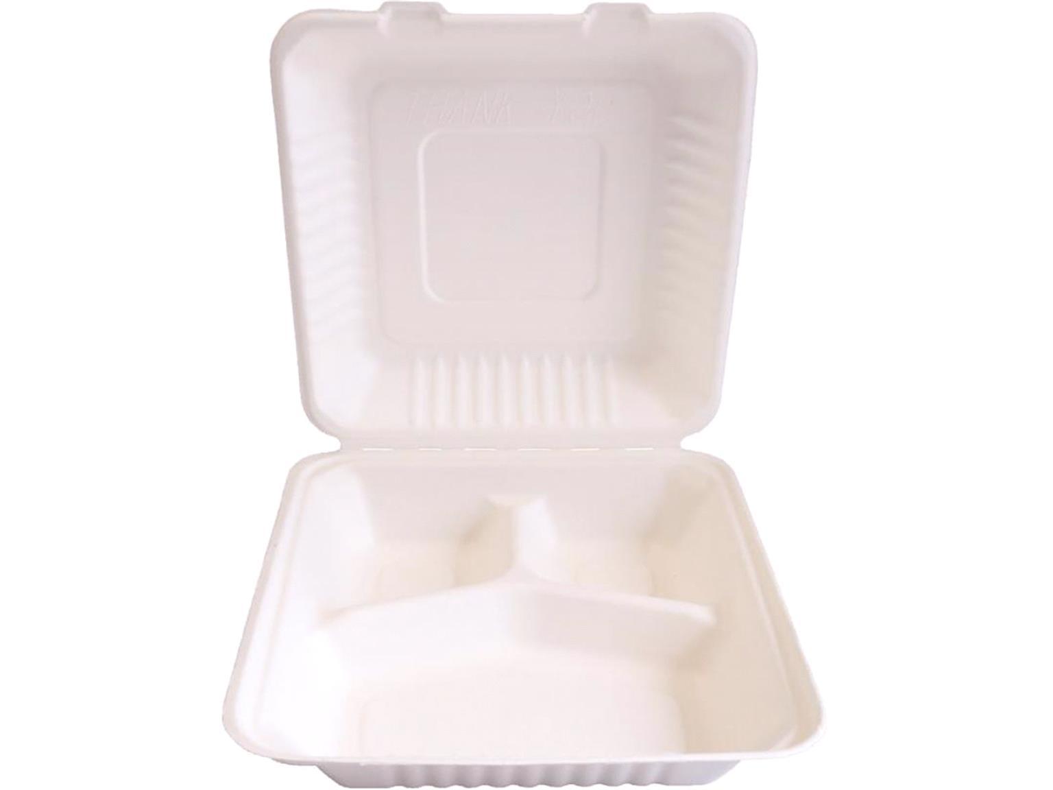 MENUBOX BAGASSE  3-teilig, 22.5 x 20 x 9 cm, weiss