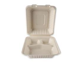 MENUBOX BAGASSE  3-teilig, 22.5 x 20 x 9 cm, natur - Scheitlin Papier MENUBOX BAGASSE  3-teilig, 22.5 x 20 x 9 cm, natur