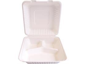 MENUBOX BAGASSE  3-teilig, 23 x 23 x 8.5 cm, weiss