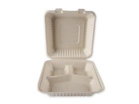 MENUBOX BAGASSE  3-teilig, 23 x 23 x 8.5 cm, natur - Scheitlin Papier MENUBOX BAGASSE  3-teilig, 23 x 23 x 8.5 cm, natur