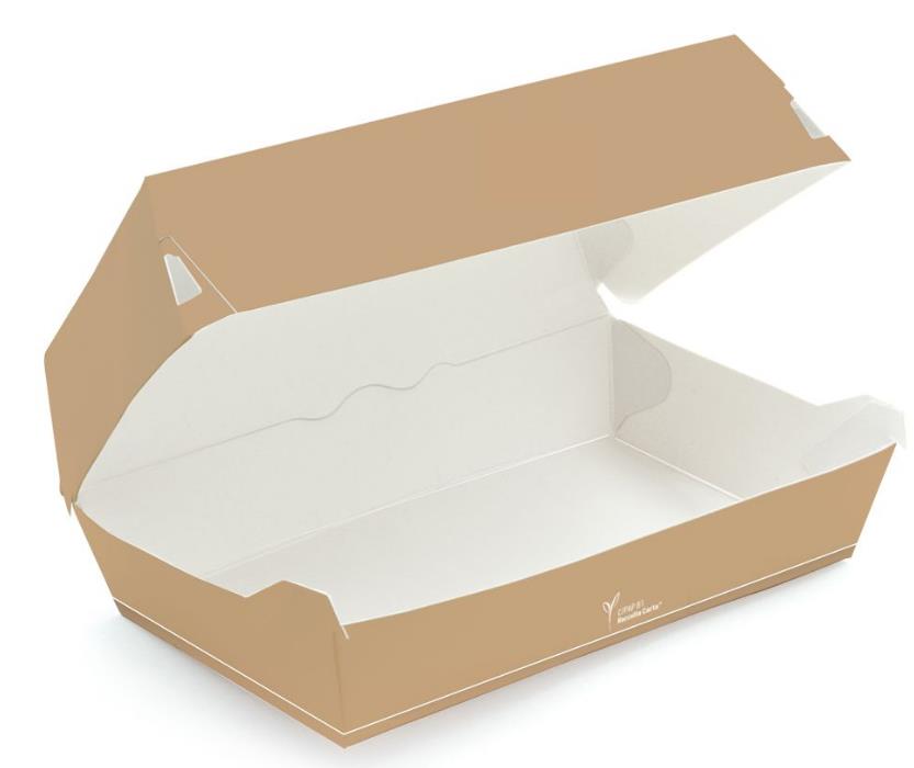 SANDWICHBOX KARTON  aus braunem Karton, 220 x 135 x 80 mm