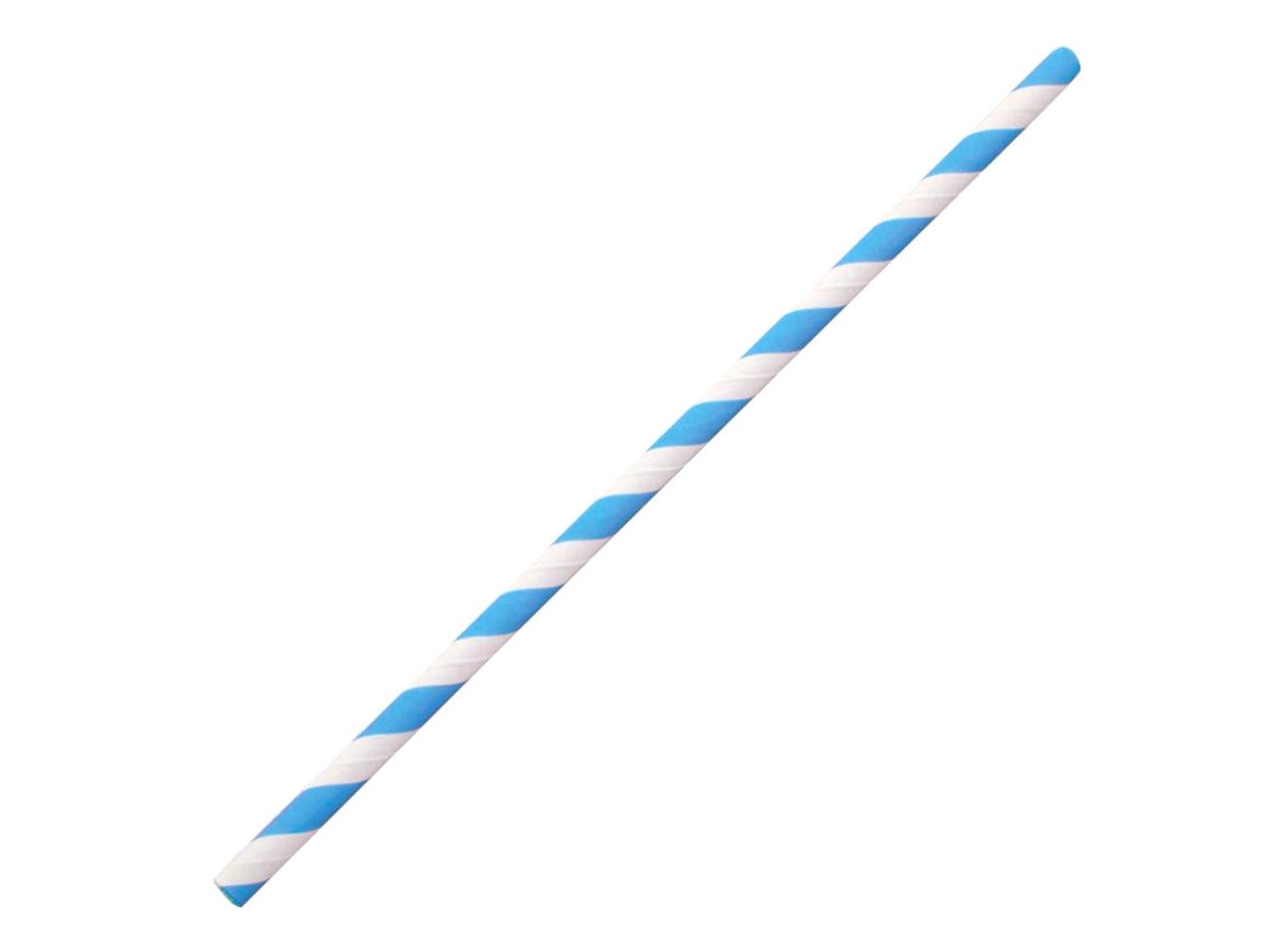 TRINKHALME PAPIER  blau, gerade, ø 6 mm, Länge 195 mm