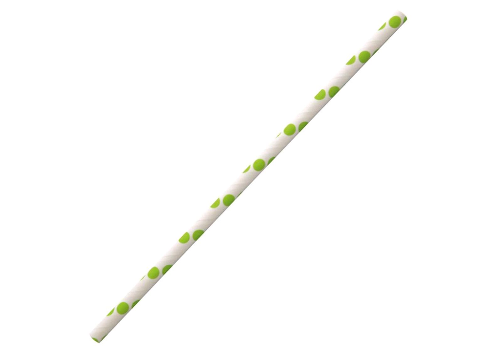 TRINKHALME PAPIER  grün, gerade, ø 6 mm, Länge 195 mm
