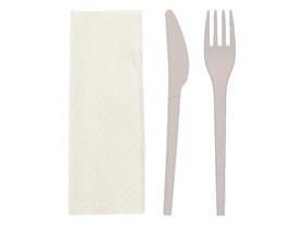 BESTECKSET CPLA  Messer + Gabel + Serviette, weiss - Scheitlin Papier BESTECKSET CPLA  Messer + Gabel + Serviette, weiss