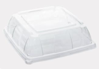 HAUBE ZU SERVIERPLATTE BAGASSE  319 x 319 x 74 mm, aus PET