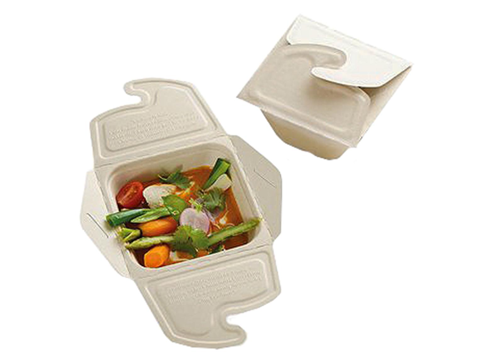 MENUBOX BAGASSE  quadratisch, 12.5 x 12.5 x 7 cm, natur