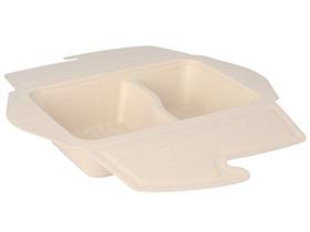 MENUBOX BAGASSE  rechteckig, 21.5 x 15 x 5.5 cm, 2-teilig