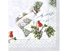 SERVIETTEN TISSUE  "WINTERVOGEL", 3-lagig, 40x40cm - Scheitlin Papier SERVIETTEN TISSUE  "WINTERVOGEL", 3-lagig, 40x40cm