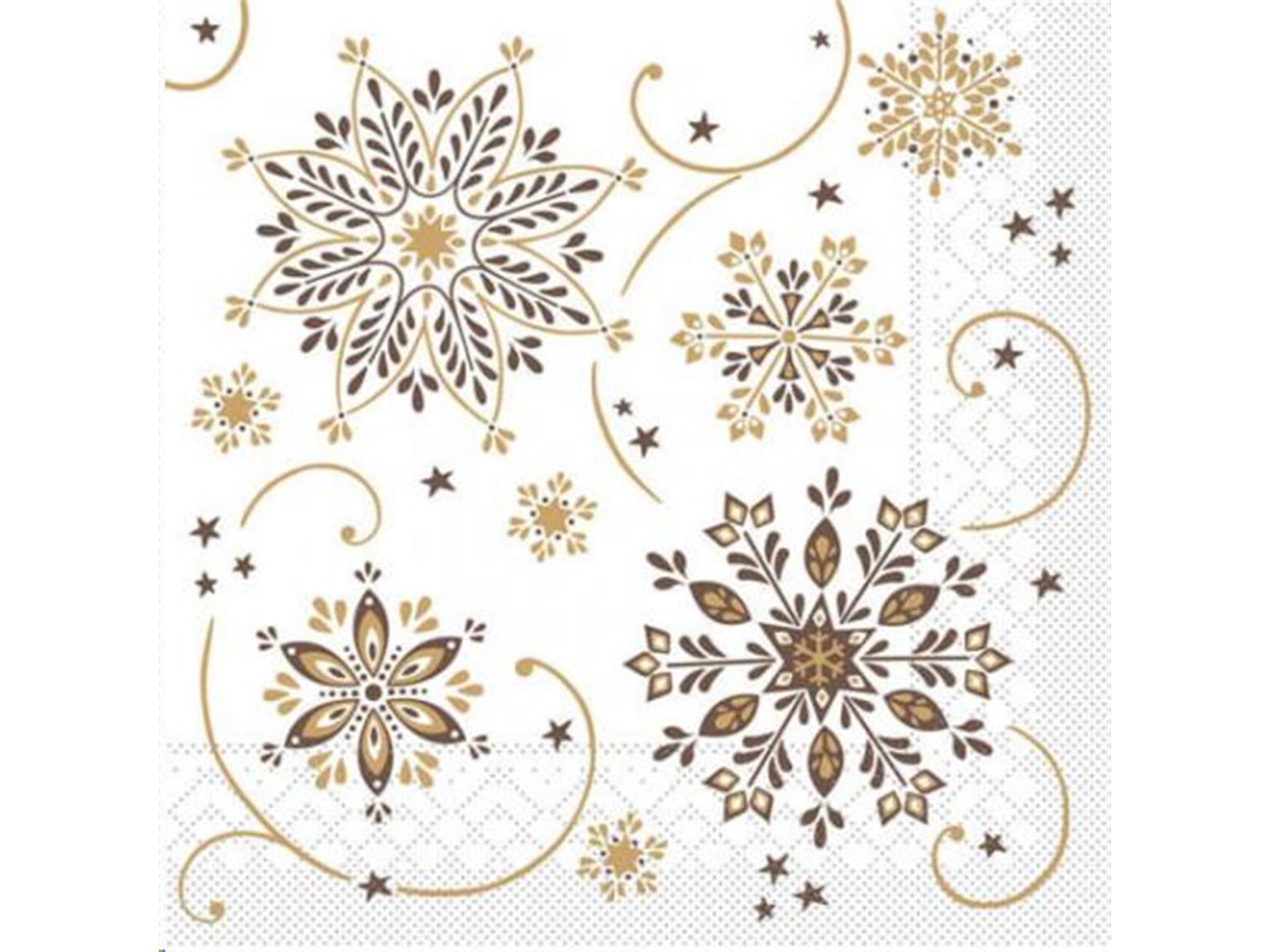 SERVIETTEN TISSUE  "CRISTAL", 3-lagig, 40x40cm, braun/gold