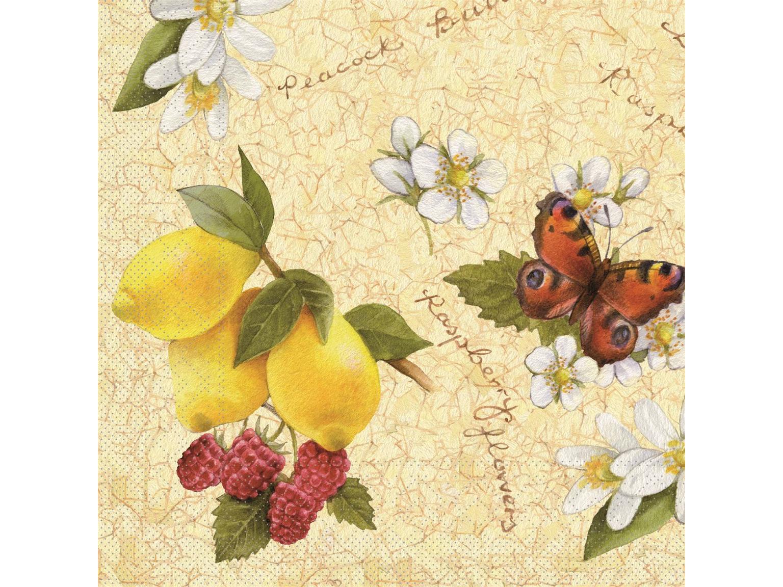 SERVIETTEN TISSUE  40 x 40 cm, 1/4 Falz, Tissue, LEMON