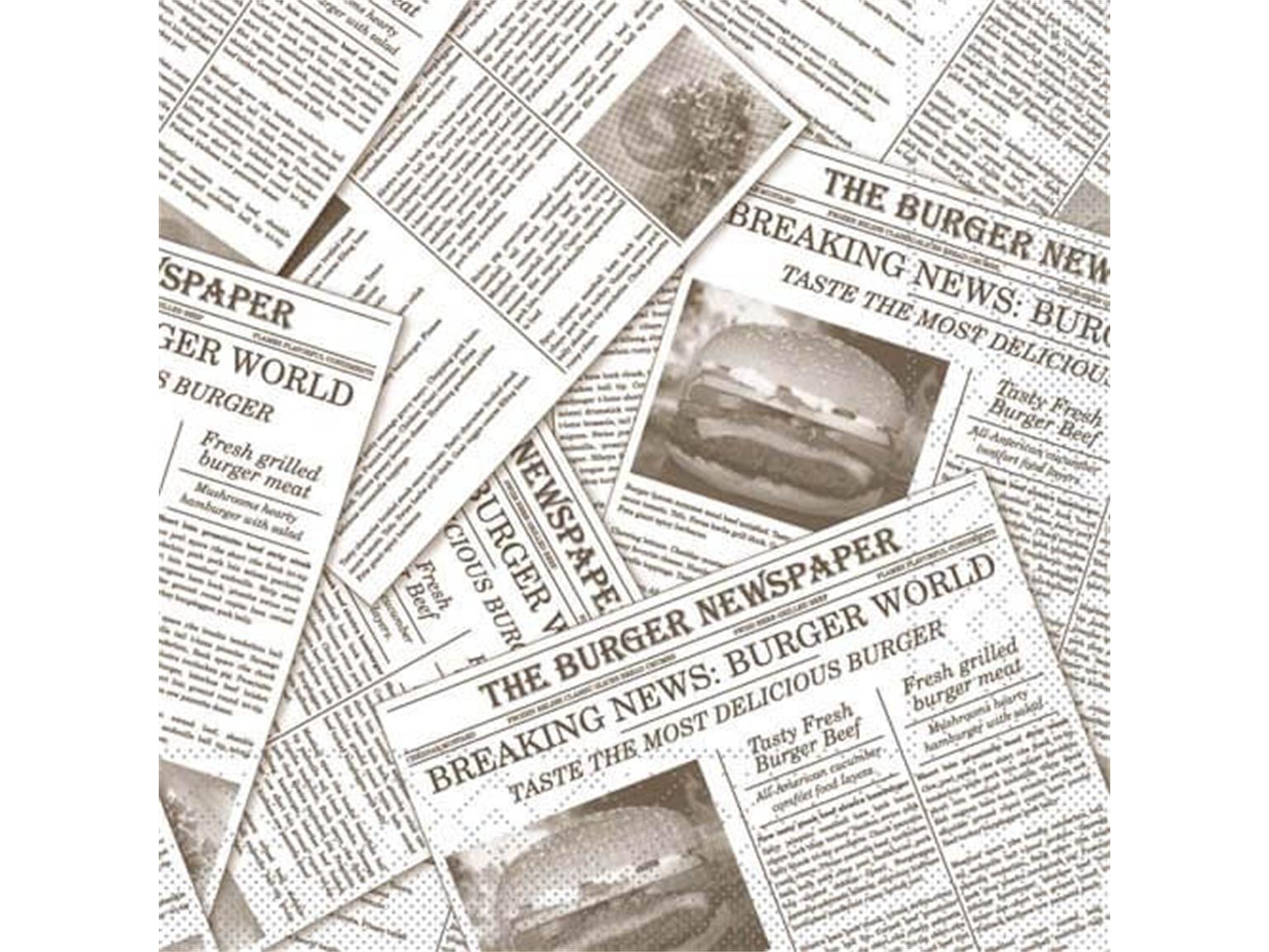 BURGERPAPIER PERGAMENTERSATZ  30x30 cm, Newspaper (grau)