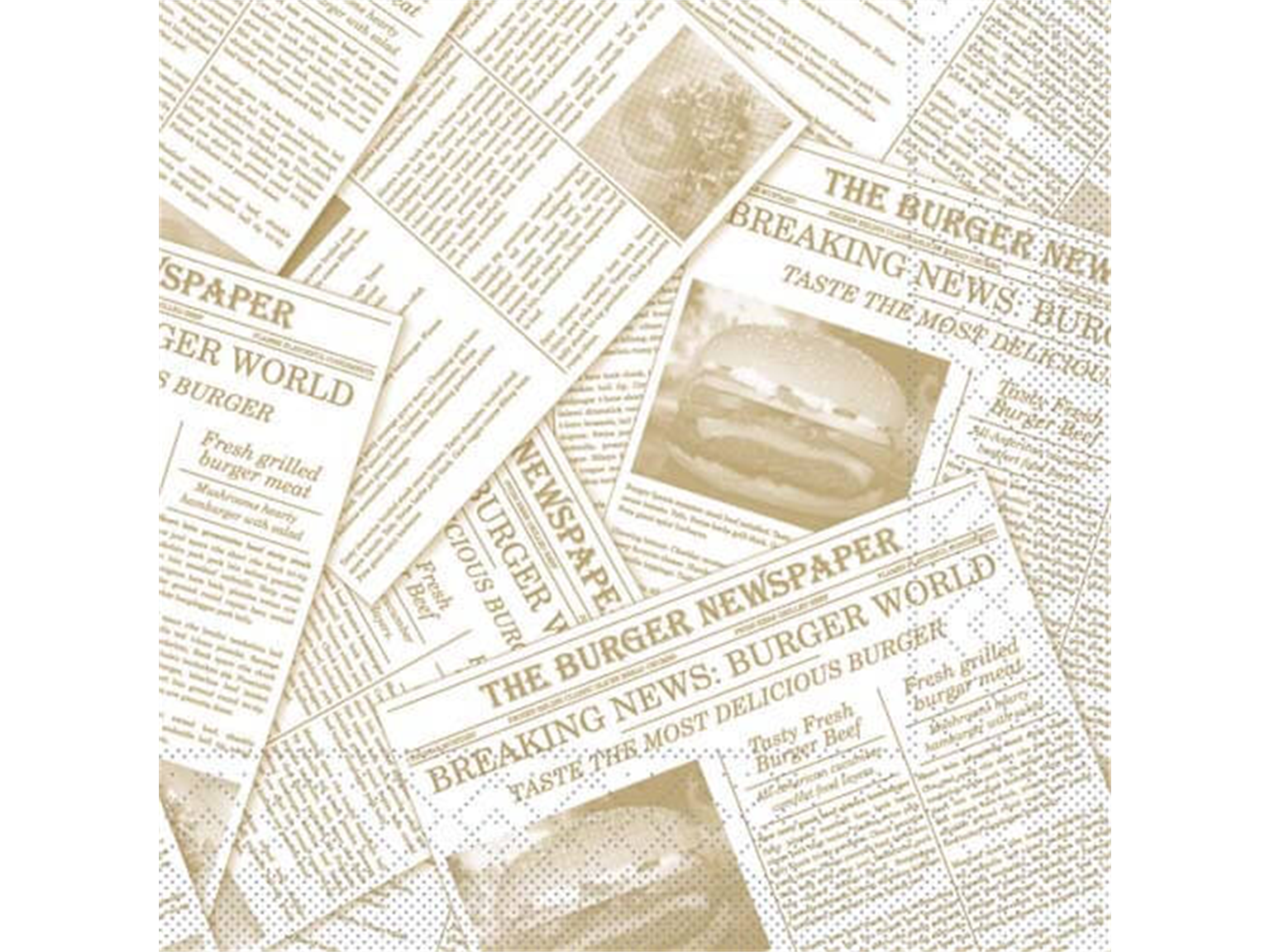 BURGERPAPIER PERGAMENTERSATZ  30x30 cm, Newspaper (beige)