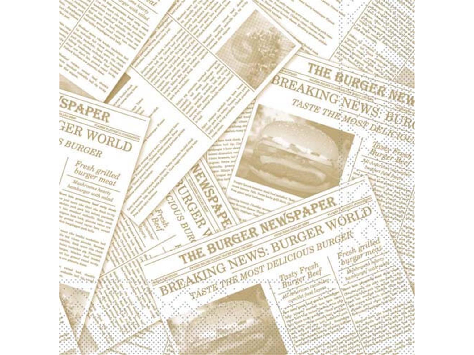 BURGERPAPIER PERGAMENTERSATZ  30x30 cm, Newspaper (beige)
