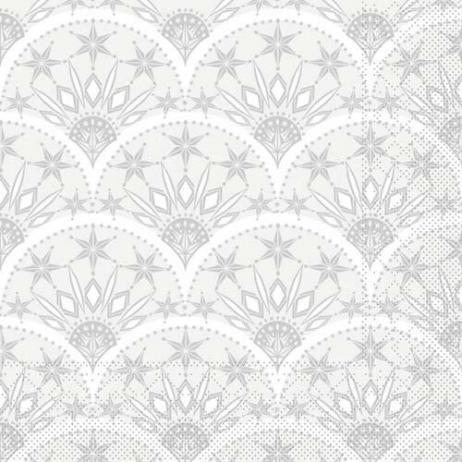 SERVIETTEN TISSUE  33 x 33 cm, "Saphira grau-silber"
