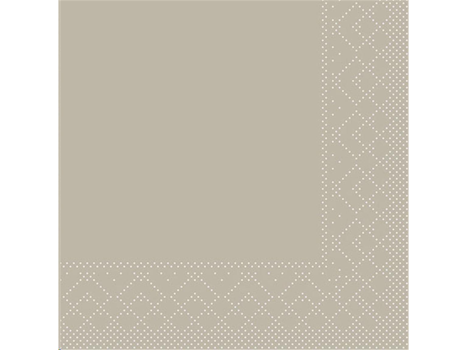 SERVIETTEN TISSUE  24 x 24 cm, UNI, beige-grey