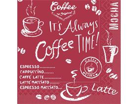 SERVIETTEN TISSUE  24 x 24 cm, Coffee Time (bordeaux) - Scheitlin Papier SERVIETTEN TISSUE  24 x 24 cm, Coffee Time (bordeaux)