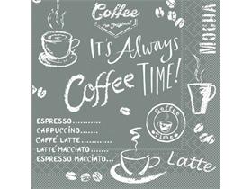 SERVIETTEN TISSUE  24 x 24 cm, Coffee Time (anthrazit) - Scheitlin Papier SERVIETTEN TISSUE  24 x 24 cm, Coffee Time (anthrazit)