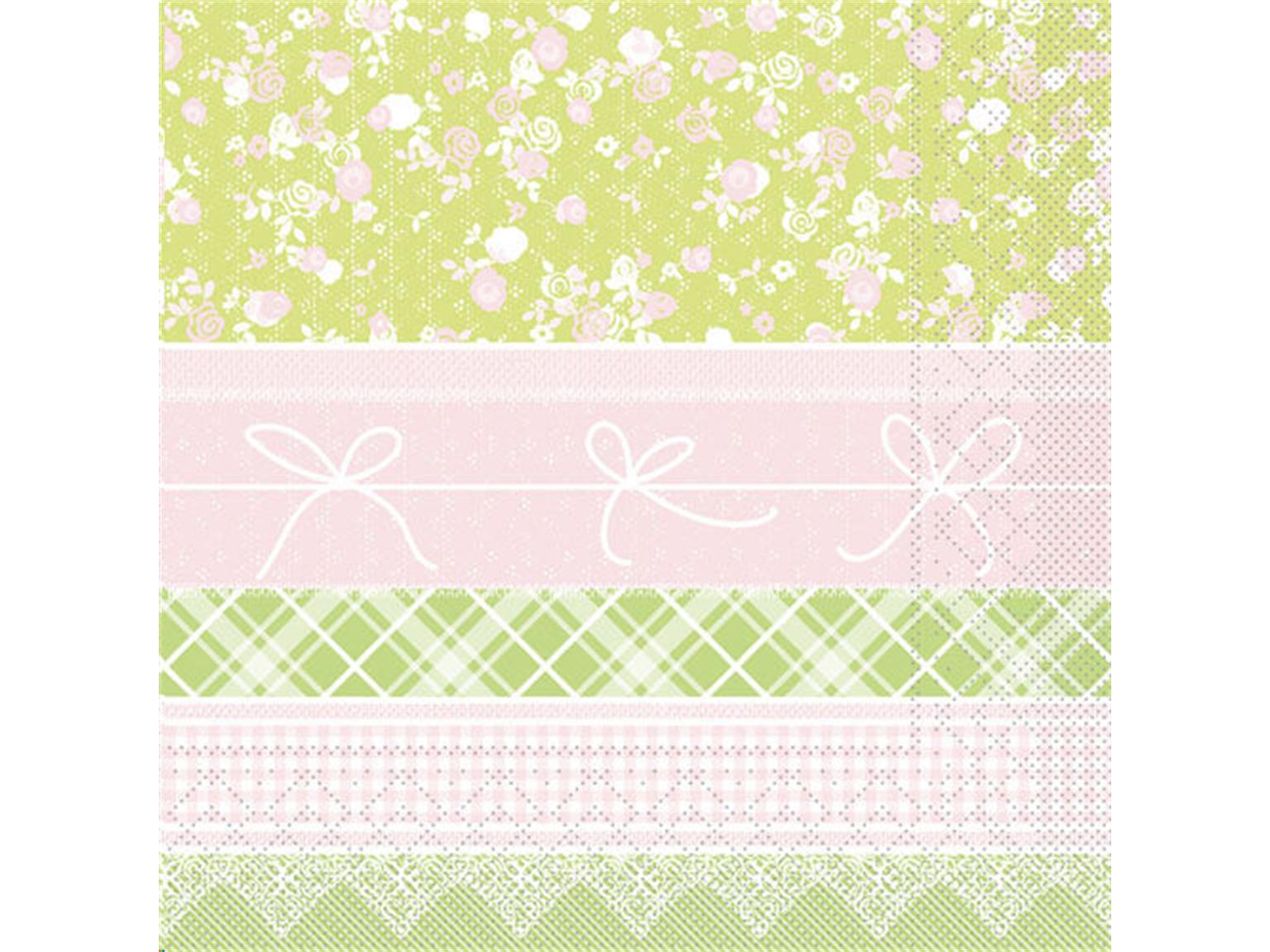 SERVIETTEN TISSUE  33 x 33 cm, Hermine (rosa-lime)