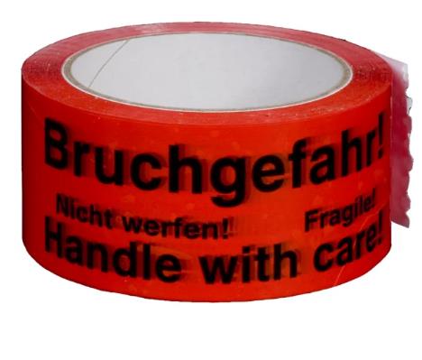 KLEBEBAENDER PP BRUCHGEFAHR  rot, 50 mm x 66 lfm, "Bruchgefahr"