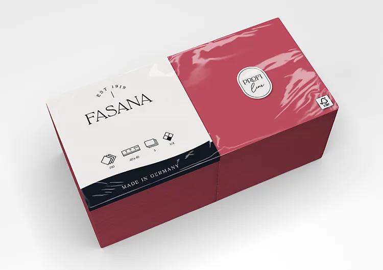 SERVIETTEN FASANA  40 x 40 cm, 3-lagig, 1/4 Falz, bordeaux