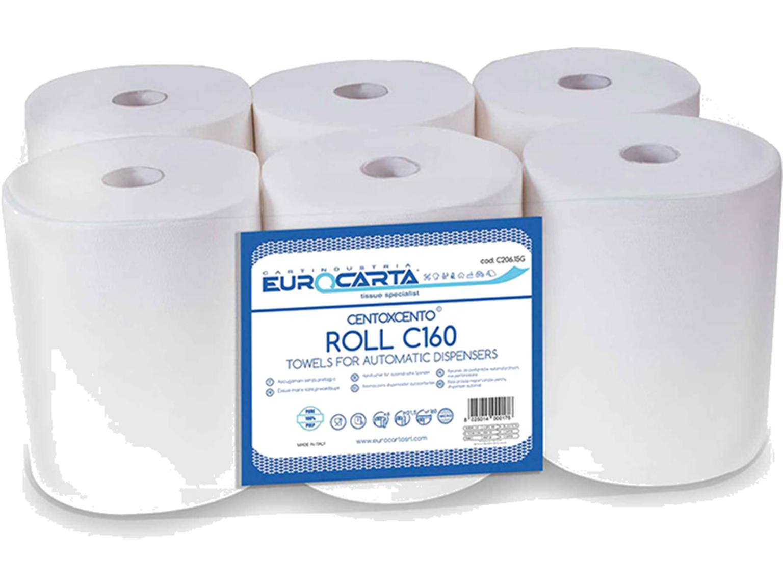 ROLLENHANDTUECHER 2-LAGIG  2-lagig weiss 21cm x 155 lfm