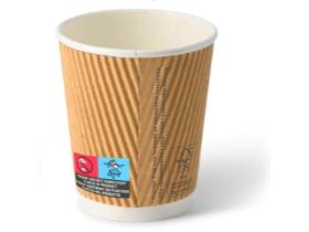 KAFFEEBECHER GERIFFELT  2 dl , braun/weiss, PE-beschichtet