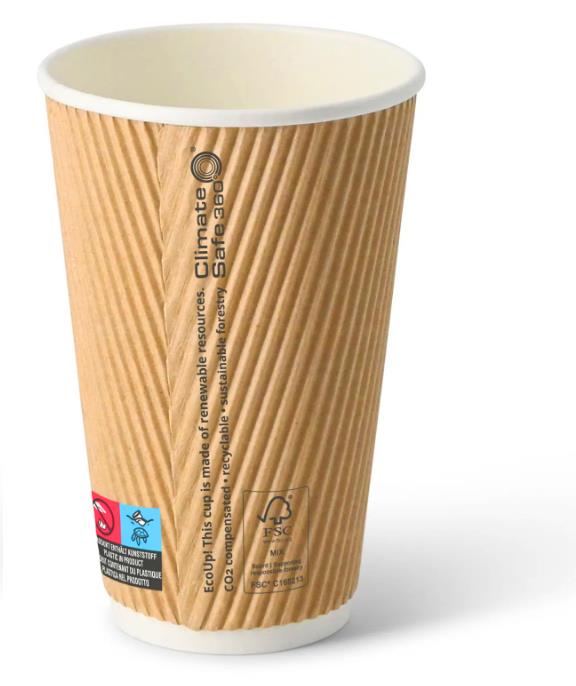 KAFFEEBECHER GERIFFELT  4 dl , braun/weiss, PE-beschichtet