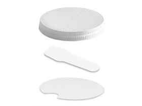 DECKEL ZU EISBECHER  Karton weiss, flach, ø 85 mm, m. Löffel - Scheitlin Papier DECKEL ZU EISBECHER  Karton weiss, flach, ø 85 mm, m. Löffel