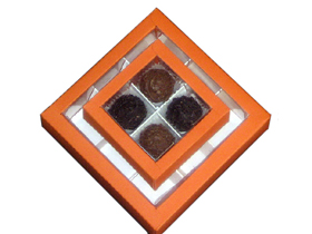 QUADRATSPACKUNG MIT KLARSICHTDECKEL  16-er, orange, Klarsicht,aufgerichtet