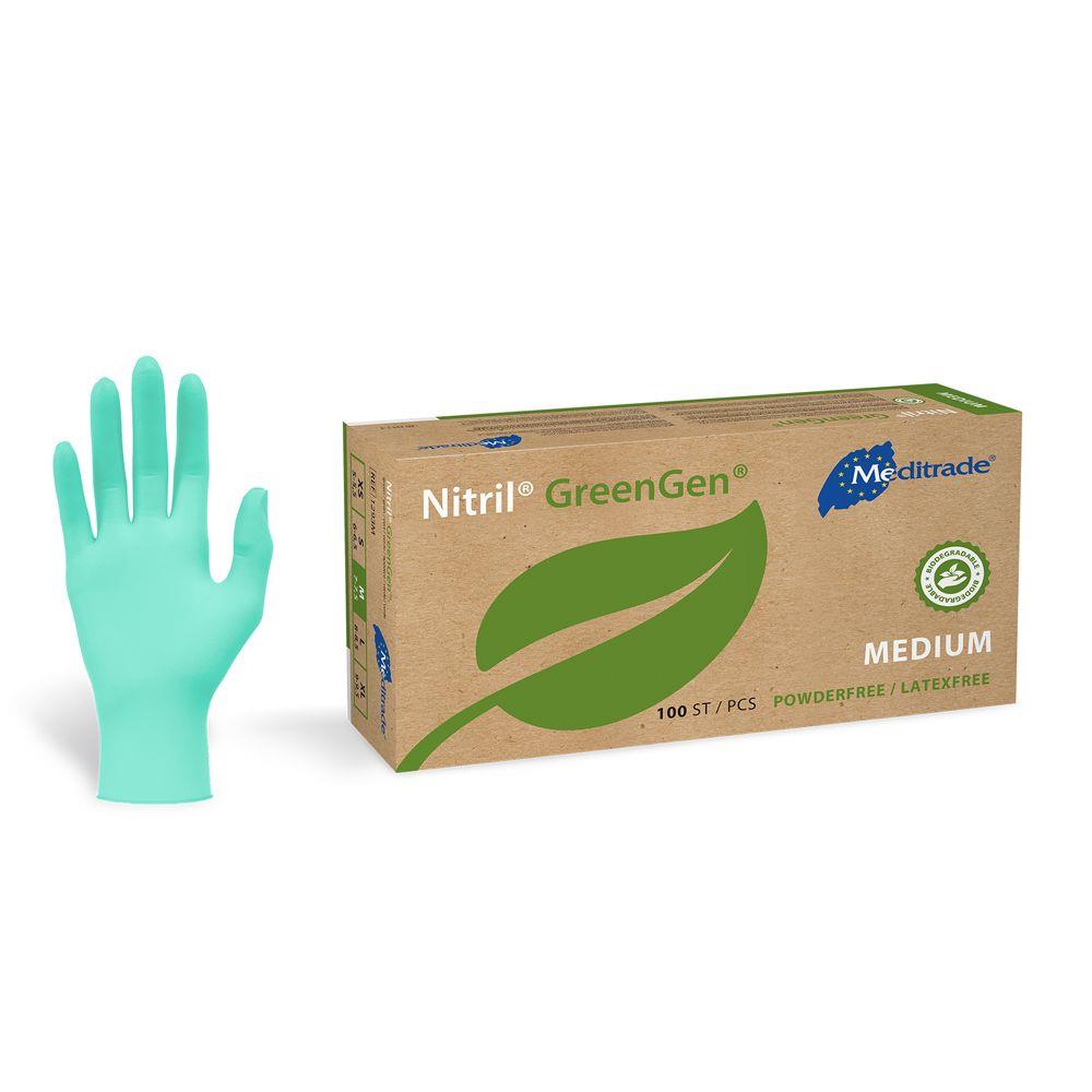 HANDSCHUHE NITRIL BIO  Grösse M, Bio ,puderfrei, grün, 24 cm