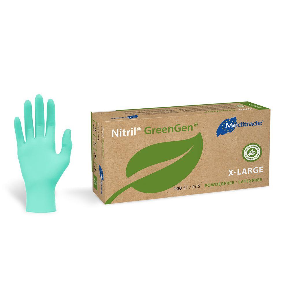 HANDSCHUHE NITRIL BIO  Grösse XL, Bio, puderfrei, grün, 24 cm