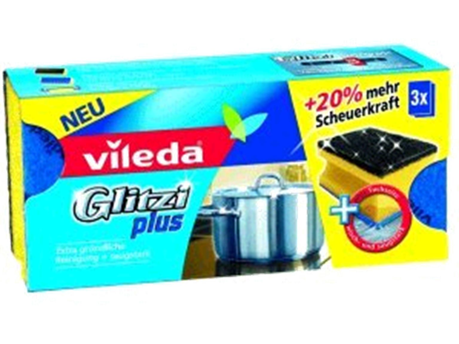 VILEDA SCHWÄMME  Glitzi Plus 3er mit Antibac, 21x5x9 cm