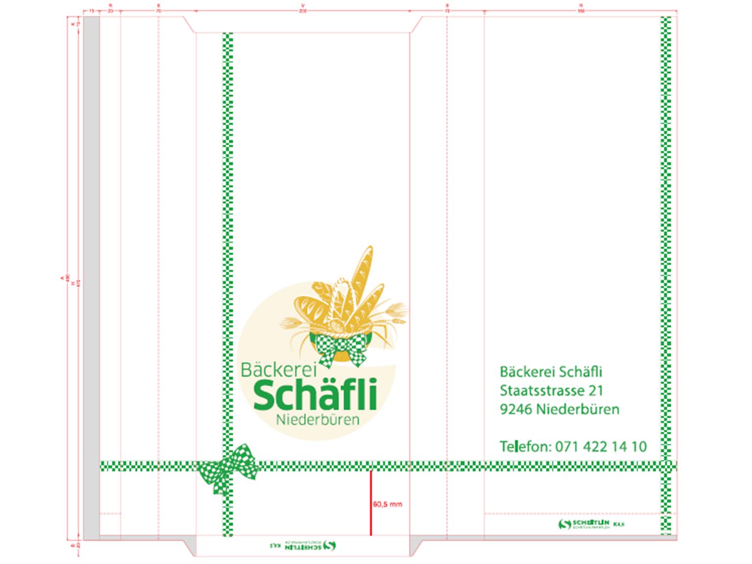SEITENFALTENBEUTEL  "Schäfli", K4.5, 40 gm2, 2-farbig