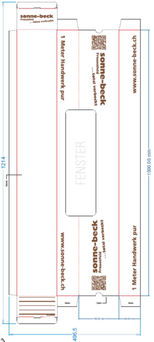 SANDWICHVERPACKUNG BEDRUCKT  150 x 80 x 1000 mm, mit Fenster, bedr.