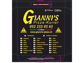 PIZZAKARTON KUNDENDRUCK  "Gianni's", 26 x 26 x 3 cm, 4-farbig