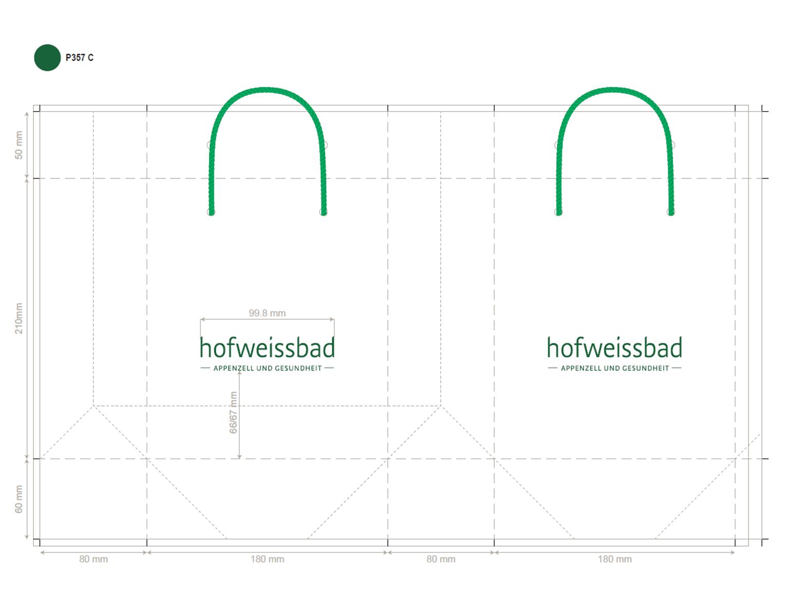 PAPIERTRAGETASCHEN  "Hof Weissbad" 180x80x210, 1-f.