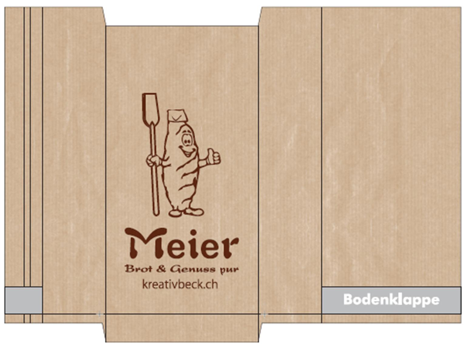SEITENFALTENBEUTEL  "Meier", K1, braun, 1-farbig