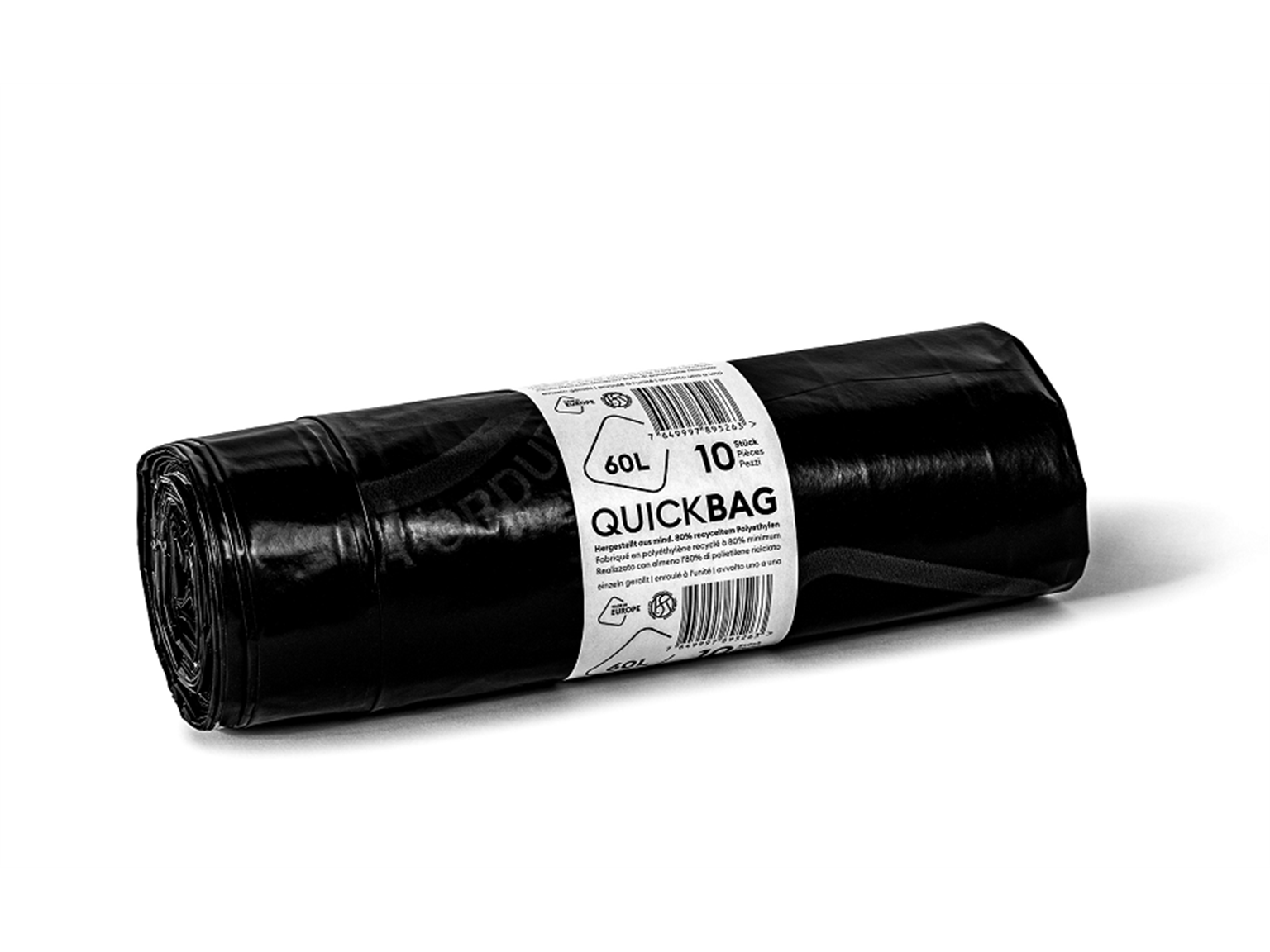 ABFALLSAECKE QUICK-BAG OKS RECYCLING  60 Lt. 575 x 860 + 50 mm schwarz Zugband