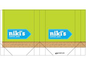 PAPIERTRAGETASCHEN  "Niki's", 220 x 100 x 280 mm, 4-farbig