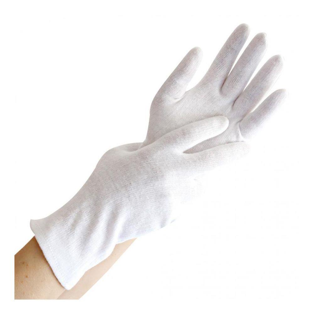 HANDSCHUHE BAUMWOLLE  Grösse M, weiss, BLANC LIGHT