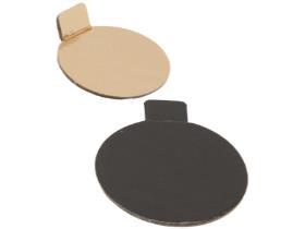 GOLDKARTONSCHEIBEN MIT LASCHE  ø 7 cm rund, gold/schwarz - Scheitlin Papier GOLDKARTONSCHEIBEN MIT LASCHE  ø 7 cm rund, gold/schwarz