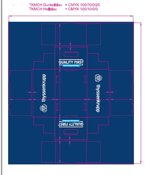 FALTBOXEN THYSSEN  Box "Thyssen" 275x175x133 mm, 4-farbig