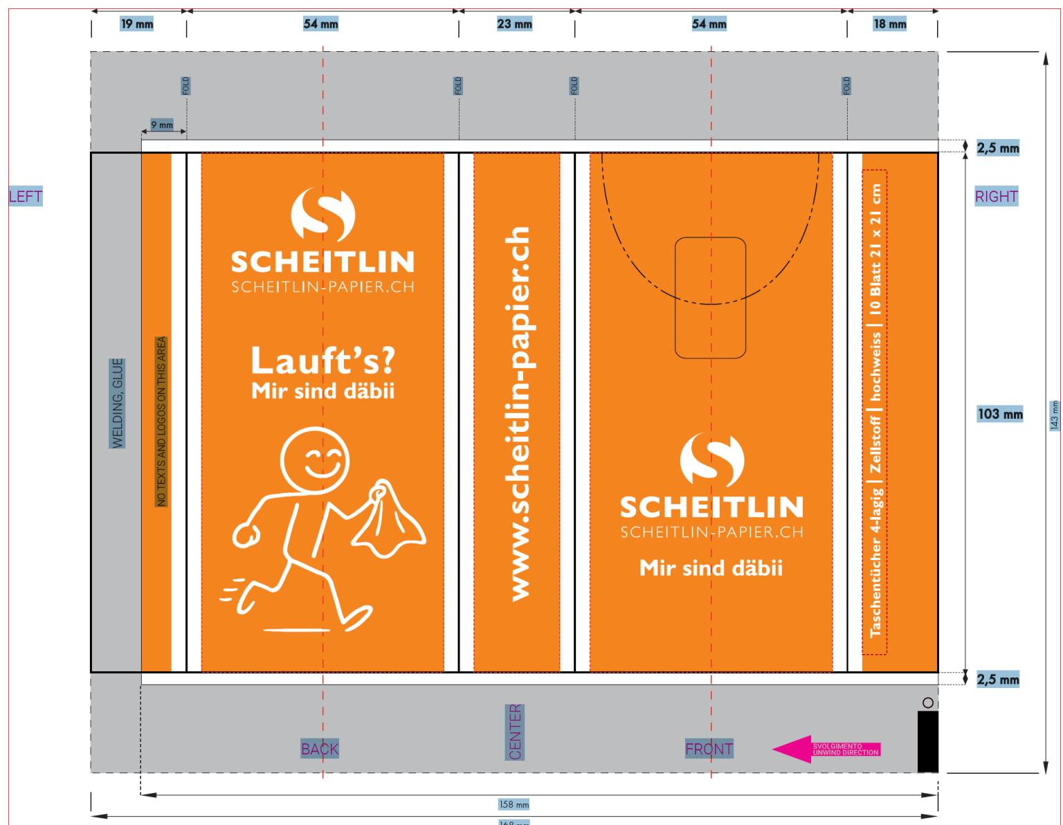 TASCHENTUECHER 4-LAGIG  "Scheitlin" 4-lagig, 2-farbig